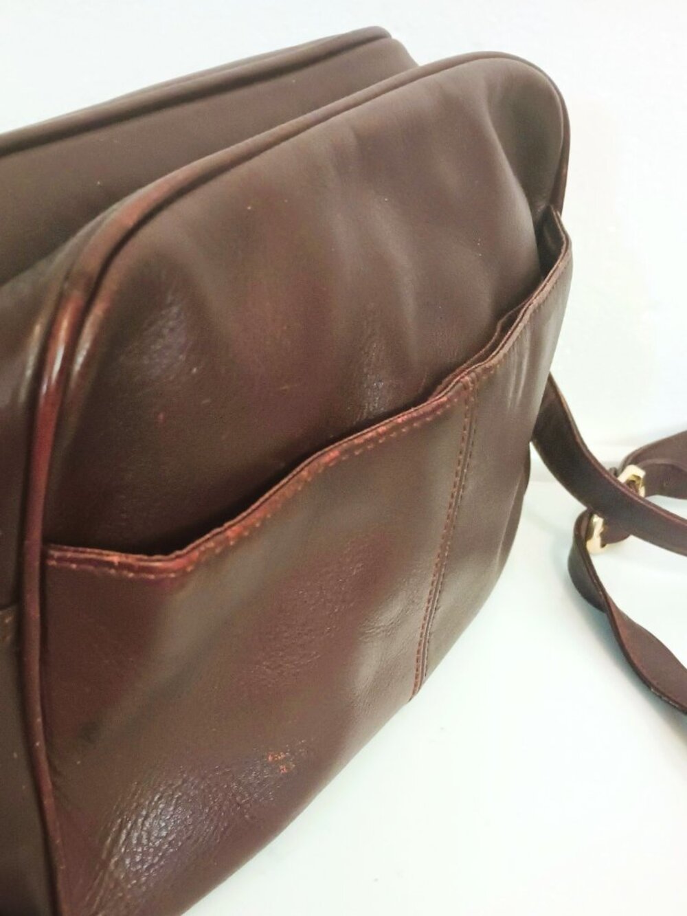Vintage Aigner Leather Crossbody Bag Oxblood Adjustable Strap Purse Handbag - Picture 11 of 15